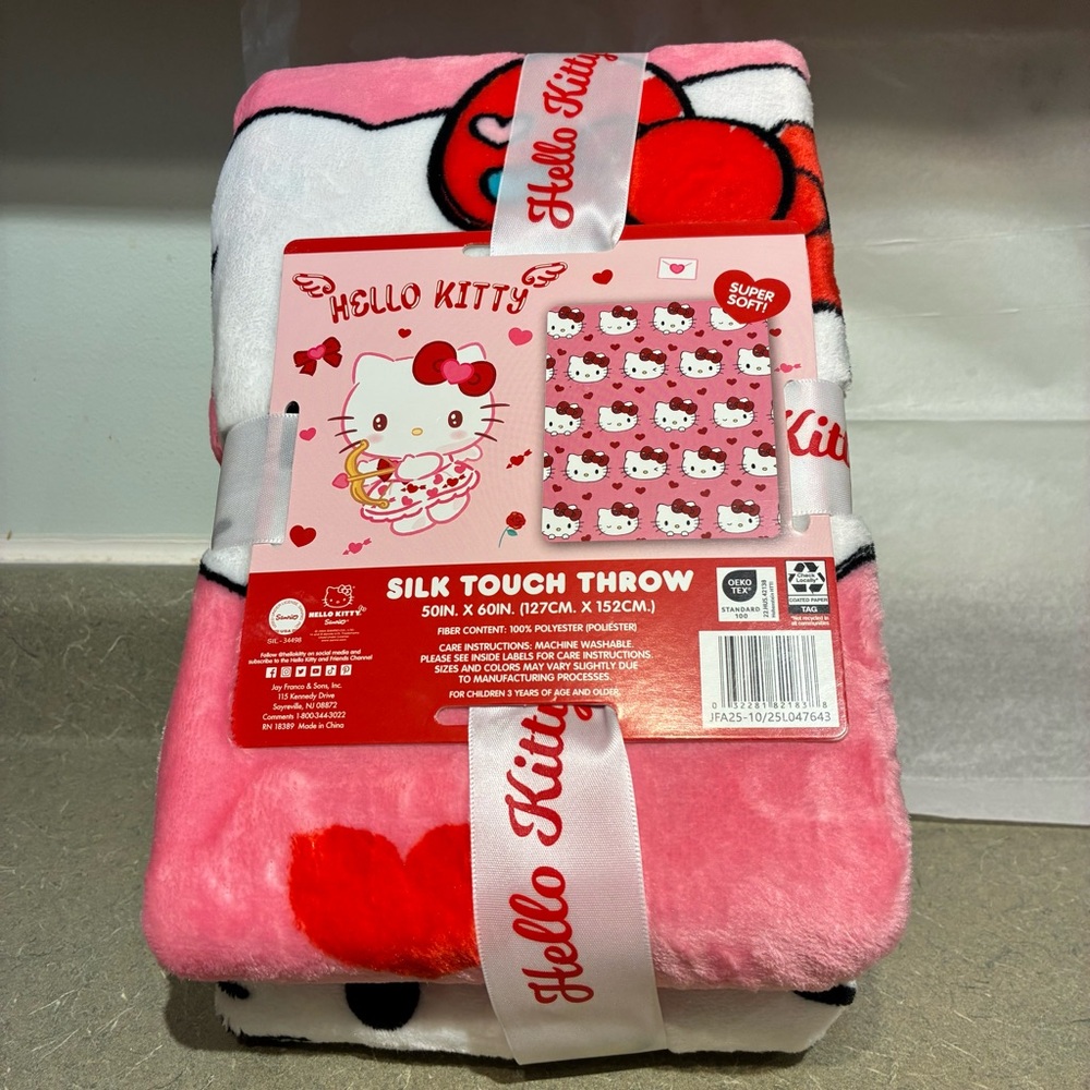 Hello Kitty Pink and Red Silk Touch Throw Blanket